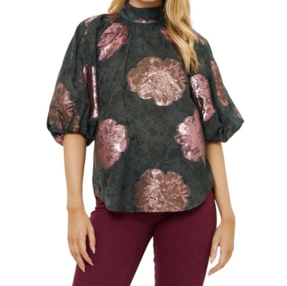 OLIPHANT NWT Rosa Black Button Neck Top SZ S - Picture 9 of 11